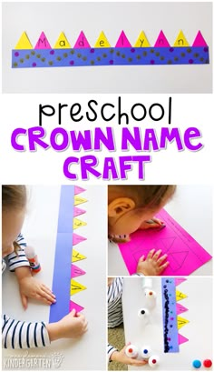 this is an image of preschool crown name craft