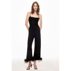 Black (Main: 100% Viscose Standard 100 By Oeko-Tex®; Trim: 100% Feathers). Pants. Pull On. Inseam: 25". Rise: 11.5". Leg Opening: 10.5". Imported. Pajama Pant, Rent The Runway, Feathers, Pajamas, Trim, Pants, Black, Trousers