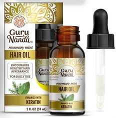 N/A Size: GuruNanda.  Color: Off-White. Rosemary Mint Hair Oil, Rosemary Oil For Hair, Shine Hair, Mint Hair, Mint Oil, Rosemary Mint, Travel Pack, Hair Shine, For Hair Growth