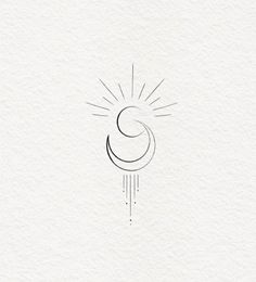 the sun and moon are drawn in black ink on white paper with watermarks