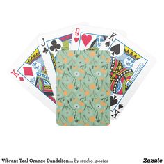 four playing cards with flowers on them and the words, total orange floral vine studio