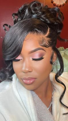 Low Pony Hairstyles Black Women Wedding, Updo Ball Hairstyles For Black Women, Up Due Hairstyles For Wedding, Bridal Hairbun Style, Brides Hair Black Women, Masquerade Ball Hairstyles For Black Women, Pageant Hair For Black Women, Wedding Updo With Veil Black Women, Wedding Hairstyles Inspiration