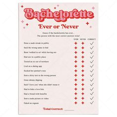 a poster with the words bagheeette ever or never written in red and white