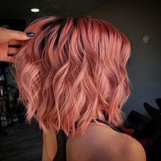 Pastel Peach Pink Hair, Peach Bellini Hair, Peachy Rose Hair, Coral Hair Dark Roots, Coral Colored Hair, Peach Coral Hair, Rose Peach Hair, Coral Hair Ombre, Peach Hair Colour