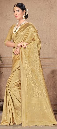 Cost Includes Saree,Unstitched BlouseFall & Edging Work Description: Gold color Saree in Banarasi Silk, Silk fabric with Weaving work Fabric: Banarasi Silk, Silk Work: Weaving Color Family: Gold Style: South Occasion: Traditional Saree Dimension: 530 Cm x 110 Cm ( L x W) Blouse Length: 80 Cm Approx Washing Instruction: Dry Wash Luxury Gold Banarasi Silk Churidar, Gold Color Saree, Red Flower Girl Dresses, Blouse Pictures, Celebrity Gowns, Traditional Saree, Designer Sarees Online, Net Saree, Saree Shopping