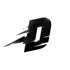 a black and white photo of the letter d on a white background with light streaks