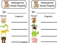 an animal hospital worksheet with animals on it