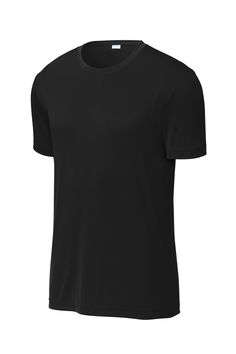 Sport-Tek ® PosiCharge ® Re-Compete Tee - BLACK - L | Sport-Tek PosiCharge Re-Compete Top in Black Size Large | Polyester Smooth Face, New Catalogue, Text Style, Carbon Footprint, Athletic Fits, Black Tee, T-shirt, T Shirts, Mens Tshirts