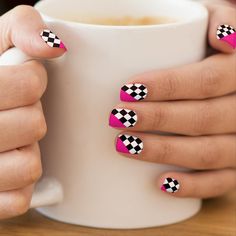 Nascar Nails, Flag Nail Art, Racing Nails, Rockabilly Nails, Checkered Nails, Flag Nails, Racing Fashion, Fall Nail Trends, Minx Nails