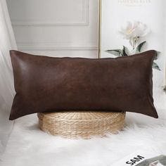 PRICES MAY VARY. 💎Good QUALITY--This boho decorative pillowcase is made of the company's unique leather, which is very comfortable and thick. feels like real leather,It must satisfy you. 💎IDEAL DECORATIONS --The color is trending in a big way,not too black or yellow.this Cognac Leather cushion cover brings a designer touch to your home decoration, bed, sofa, couch, chair, car, patio, bedroom, office, indoor & outdoor, etc. 💎WORKMANSHIP--these brown artificial leather pillowcases are hand poli Farmhouse Sofa, Leather Throw Pillows, Boho Throw Pillows, Mid Century Modern Living Room, Long Pillow, Garden Pillows, Leather Pillow, Leather Cushion, Sofa Couch Bed