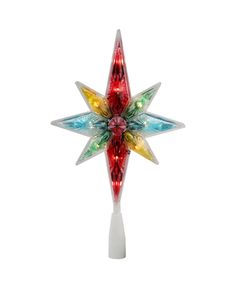 a lighted christmas star ornament with multicolored lights