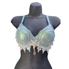 Mermaid Bra Top, Siren Costume, Ocean Wedding Theme, Seashell Mermaid, Seashell Bra, Bead Bra, Mermaid Bra, Mermaid Top, White Mermaid