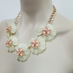 New And Never Worn. 20" + 3" Extender. Spring Cream Flower Jewelry, Spring Flower Shaped Cream Jewelry, Spring Party Necklaces In White, White Necklaces For Spring Party, Spring Party White Necklaces, Elegant White Flower Necklace For Spring, Power Necklace, Heel Boots, High Heel Boots