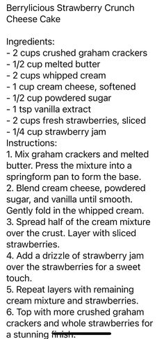 a recipe for strawberry crumbs on a white background