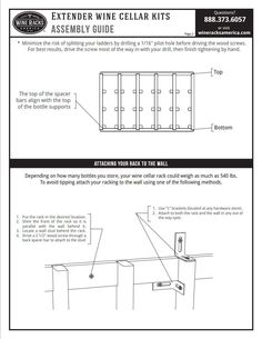 the instructions for how to install wine cellar kits in your home or office, including an external