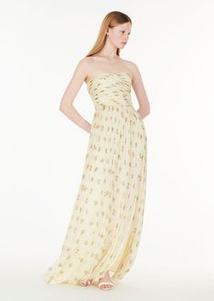 ESTELLE DRESS IN PRINTED SILK CREPON – Adam Lippes Rory Dress, Estelle Dress, Camille Dress, Adam Lippes, Wool Crepe, Butter Yellow, Printed Silk, Classic Dress, Shades Of Yellow