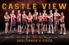 a group of people standing next to each other on a track