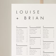 a white poster with black text on it that says louise and brain in different languages