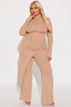 Available In Mocha. Sweater Pant Set Long Sleeve Top Turtle Neck Asymmetrical Hem Wide Leg Pant Elastic Waistand Stretch 33" Inseam Self: 95% Polyester 5% Spandex Imported | Sincerely Me Pant Set in Mocha size Large by Fashion Nova Beige Asymmetrical Hem Bottoms For Fall, Fitted Asymmetrical Beige Bottoms, Asymmetrical Stretch Bottoms For Fall, Stretch Asymmetrical Bottoms For Fall, Chic Brown Asymmetrical Bottoms, Brown Fitted Bottoms With Asymmetrical Hem, Pant Sets, Wide Leg Pant, Street Style Chic