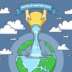 the world water day logo with a person pouring water from a faucet on top