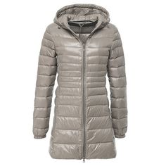 12 Color Women's Fashion Winter Long Down Jacket Light White Duck Down Warm Slim Parkas Coat Hooded Outwear Beige Double-lined Hood Puffer Jacket For Fall, Beige Puffer Jacket With Double-lined Hood For Fall, Hooded Khaki Puffer Jacket For Spring, Khaki Hooded Puffer Jacket For Spring, Hooded Beige Puffer Jacket For Spring, Khaki Winter Puffer Jacket, Winter Khaki Puffer Jacket, Fitted Hooded Beige Outerwear, Beige Hooded Jacket For Spring Cold Weather