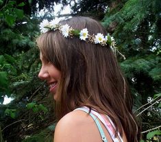 Flower crown hippie costume daisy chain Jenny headband! Boho halo party hairpiece gift. Handmade in USA! Summer wedding, bridal Hair wreath, view renewal accessories. Popular to wear for Hippy flower power 70s headpieces, dance, theater, music festivals, fall concerts, Prom, EDC, Daisy Electric Festival, Ultra, and more fun eventsl! New 3 sizes from babies to adults! My new airy headwreath is styled with real preserved dried baby's breath with silk white daisies and a few tiny leaves on a comfy, Hippie Flower Crown, Daisy Flower Crown, Boho Wedding Accessories, Hippie Bride, Floral Hair Wreath, Bridal Party Accessories, Bridal Hair Wreath, Chain Headband, Hippie Headbands