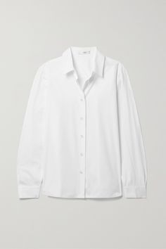 If a truly great shirt is what’s missing from your capsule wardrobe, let The Row's button-down fill the gap. Made from crisp cotton-poplin, this 'Sadie' style has a slim fit and fastens with mother-of-pearl buttons. Button Up White Shirt, Classic Shirts Women, Loose White Button Up, Formal White Shirt, White Button Up Women, White Buttoned Shirt Outfit, Classy Shirts, White Shirt Png, White Button Up Shirt