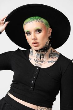 Witch Brim Hat [B] Velvet Duster, Black Fedora Hat, 2010 Fashion, Black Fedora, Black Choker, Pinafore Dress, Dog Hoodie, Stretch Velvet, Black Hat