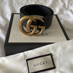 - Gucci Leather Double G Buckle Belt - See Photo For Size - Slight Signs Of Wear On Buckle (As Shown In Photo) - Overall Good Condition, Just Don’t Wear Anymore - Comes With Box And Dust Bag (A Few Stains On Back Of Dust Bag Which Is Shown In Photos) Gucci Leather, Gucci Accessories, Gucci Black, Buckle Belt, Gucci Belt, Just Don, On Back, Belt Buckles, Dust Bag