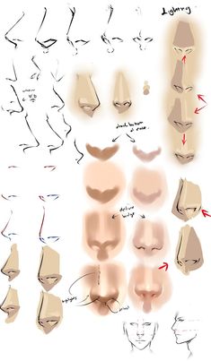 a bunch of different facial expressions drawn in various positions and shapes, including the nose