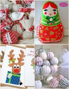 christmas crafts and decorations are featured in this collage