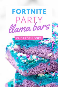 purple and blue cake bars with sprinkles on top