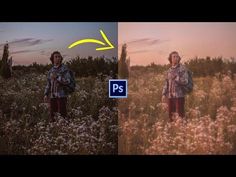 two people standing in a field at sunset and one is holding an object up to the camera