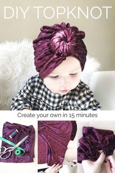 Topknot Tutorial, Syprosjekter For Nybegynnere, Turban Diy, Top Knot Tutorial, Baby Band, Baby Turban