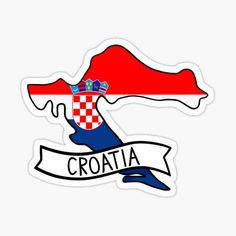 croatia sticker with the country's flag and map in red, white and blue