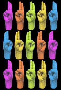 many different colored hands making the number one sign with their fingers in front of them