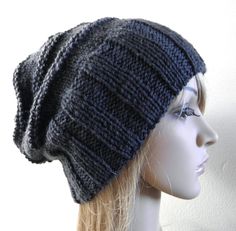 Hand Knit Slouchy Hat - Grey Beanie Men, Knit Slouchy Hats, Women Beanie, Mens Beanie, Hand Knit Hat, Women's Beanie, Slouchy Hat, Winter Beanie, Alpaca Wool