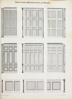 an old book with different types of windows and doors on it's cover page