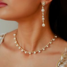 Gold(14K) : 17.08g  Diamonds : (VS clarity & H-I colour) : (Brilliant cut ) : 0.79ct  Gemstone : Chinese Cultured Pearl Pearl And Diamond Necklace, Tahitian Pearls, Match Making, Silver Pearls, Elegant Style, Precious Metals, Diamond Necklace, Pearl Necklace, Gold Necklace