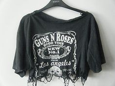 Grunge Indie Hipster DIY Distressed Guns N' Roses Crop Top Band Tshirt Hipster Crop Tops, Indie Hipster, Grunge Shirt, Maggie Lindemann, Taylor Momsen, Hipster Mens Fashion, Diy Fashion Clothing, Cropped Tops, Indie Fashion