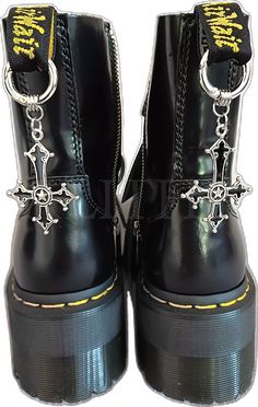 Gothic Silver Boots With Metal Feet, Silver Gothic Boots With Metal Feet, Cross Boots, Inverted Cross, Gothic Shoes, Shoe Clips, Shoe Charms, Black Metal, Croatia