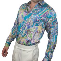 This multicolored silk dress shirt has an incredible pattern and a glossy sheen. This shirt is made for celebrations, vacations, and relaxation. This long sleeve shirt is made from high quality 100% silk fabric and is sure to garner some attention wherever you go. Our silk shirts feel light, soft, and drapey on your skin. The shirt has a modern cut but is still spacious enough to be airy and flowing. ** Please allow 20 to 30 days for your shirt to arrive. Each shirt is made to order once the ord Silk Dress Shirt, Silk Shirt Men, Silk Shirts, Silk Shirt Dress, Satin Shirt, Silk Shirt, Collar And Cuff, Modern Fit, Silk Fabric