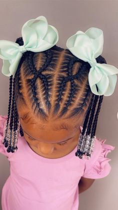 Kids Cornrows Natural Hair, Toddler Bow Hairstyle, Kid Hairstyles Braids, School Cornrows, Shai Hair, Toddler Braided Hairstyles With Beads, Babies Hairstyles