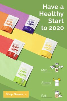 three bags of healthy start to 2020 are shown with the words, have a healthy start to