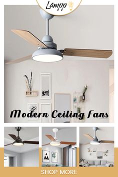 Lamppo 42'' Ceiling Fan Modern Wood Blade Fan Lighting in 4 Colors Ceiling Fan Modern, Ceiling Fans With Light, Cross Ventilation, Fan Lighting, Ceiling Fan Bedroom, Rooms Design, Fan Lamp, Modern Ceiling Fan, Modern Ceiling