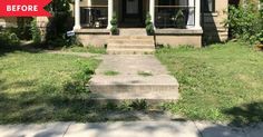 a house that has been painted red with the words before and after