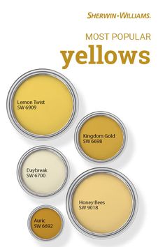 the most popular yellows from sherylin - williams's paint collection, which includes