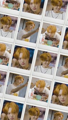 many pictures of the same person with orange hair