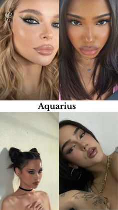 Aquarius Makeup Look Zodiac, Aquarius Makeup Aesthetic, Aquarius Rising Makeup, Aquarius Venus Aesthetic, Aquarius Rising Aesthetic, Aquarius Makeup, Pisces Makeup