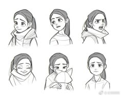 the stages of how to draw a woman's face in different poses and expressions